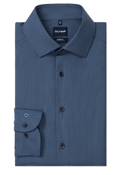 Produktbild f&uuml;r 'OLYMP Luxor 24/Seven modern fit Hemd extra langer Arm New Kent Kragen Karo blau'