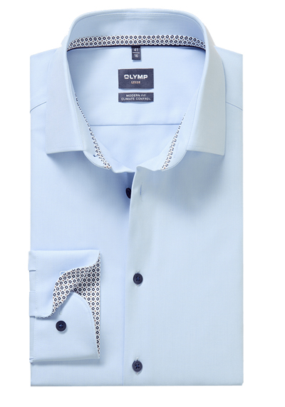 Produktbild f&uuml;r 'OLYMP Luxor 24/Seven modern fit Hemd extra langer Arm New Kent Kragen Twill hellblau'