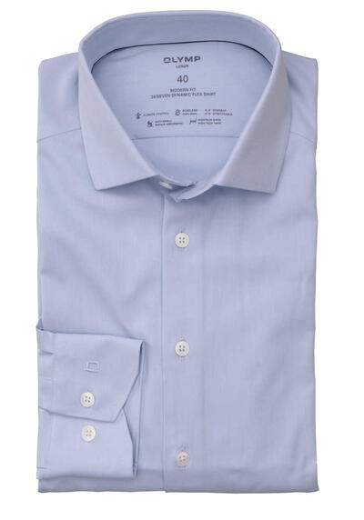 Produktbild für 'OLYMP Luxor 24/Seven modern fit Hemd extra langer Arm Twill hellblau'
