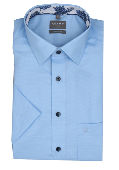 Produktbild für 'OLYMP Luxor comfort fit Hemd Halbarm New Kent Kragen Struktur hellblau'
