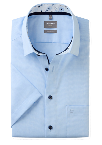 Produktbild für 'OLYMP Luxor comfort fit Hemd Halbarm New Kent Kragen Struktur hellblau'