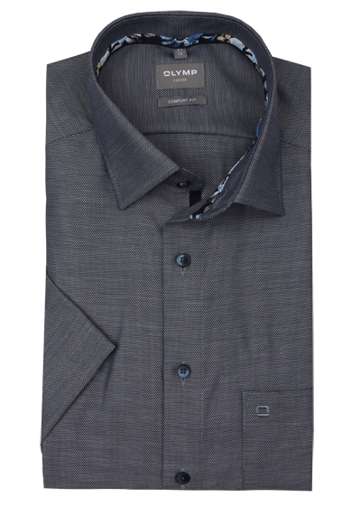 Produktbild für 'OLYMP Luxor comfort fit Hemd Halbarm New Kent Kragen Struktur navy'