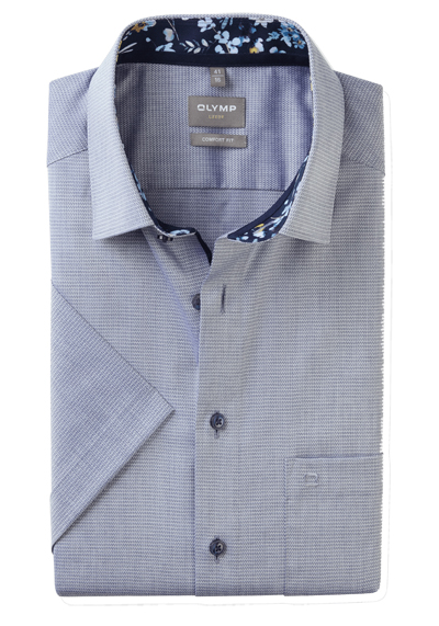 Produktbild für 'OLYMP Luxor comfort fit Hemd Halbarm New Kent Kragen Struktur rauchblau'