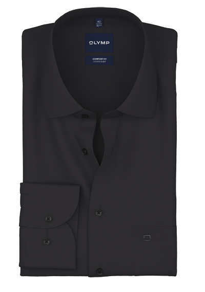 Produktbild f&uuml;r 'OLYMP Luxor comfort fit Hemd Langarm New Kent Kragen Cover Shirt schwarz'