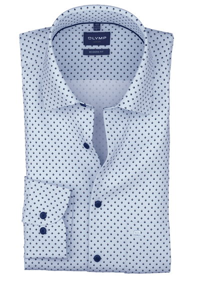 Produktbild f&uuml;r 'OLYMP Luxor comfort fit Hemd Langarm New Kent Kragen Feintwill Muster blau'