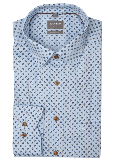 Produktbild für 'OLYMP Luxor comfort fit Hemd Langarm New Kent Kragen Muster hellblau'