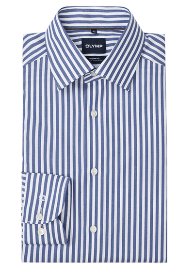 Produktbild f&uuml;r 'OLYMP Luxor comfort fit Hemd Langarm New Kent Kragen Streifen blau'