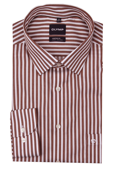 Produktbild f&uuml;r 'OLYMP Luxor comfort fit Hemd Langarm New Kent Kragen Streifen rot'