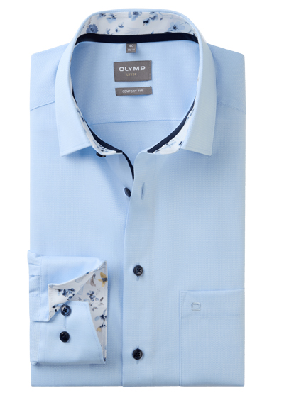 Produktbild für 'OLYMP Luxor comfort fit Hemd Langarm New Kent Kragen Struktur hellblau'