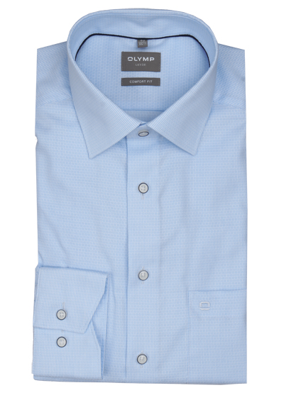 Produktbild für 'OLYMP Luxor comfort fit Hemd Langarm New Kent Kragen Struktur hellblau'