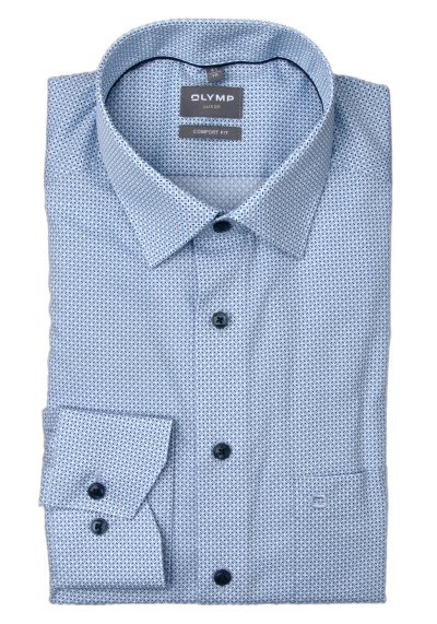 Produktbild für 'OLYMP Luxor comfort fit Hemd extra langer Arm New Kent Kragen Muster blau'