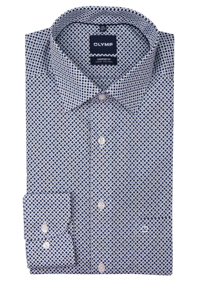 Produktbild f&uuml;r 'OLYMP Luxor comfort fit Hemd extra langer Arm New Kent Kragen Muster blau'