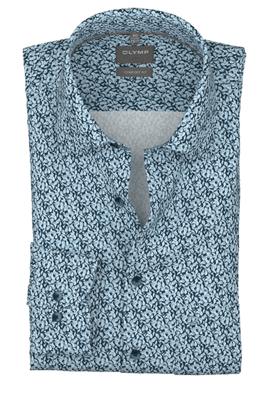 Produktbild f&uuml;r 'OLYMP Luxor comfort fit Hemd extra langer Arm New Kent Kragen Muster dunkelblau'