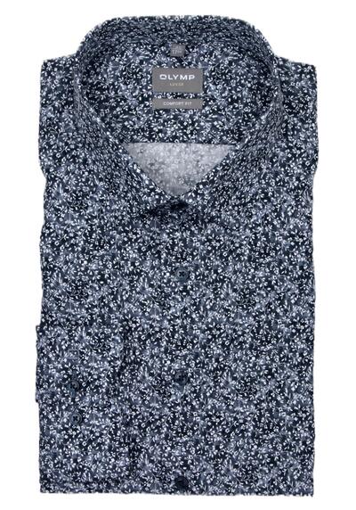 Produktbild für 'OLYMP Luxor comfort fit Hemd extra langer Arm New Kent Kragen Muster dunkelblau'