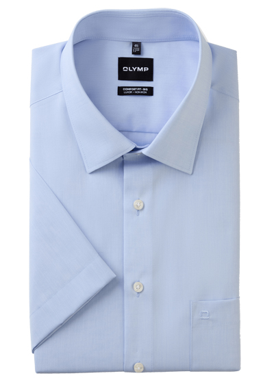 Produktbild für 'OLYMP Luxor comfort fit big Hemd Halbarm New Kent Kragen Chambray blau'