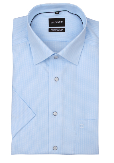 Produktbild für 'OLYMP Luxor comfort fit big Hemd Halbarm New Kent Kragen Struktur hellblau'