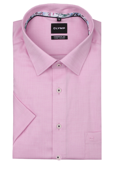 Produktbild für 'OLYMP Luxor comfort fit big Hemd Halbarm New Kent Kragen Struktur rosa'