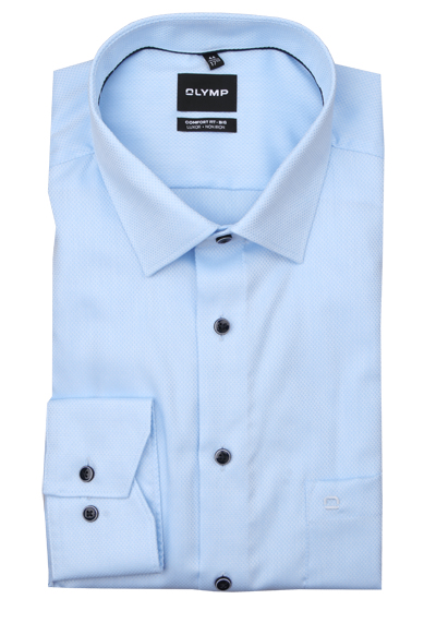 Produktbild f&uuml;r 'OLYMP Luxor comfort fit big Hemd Langarm New Kent Kragen Rautenstruktur hellblau'