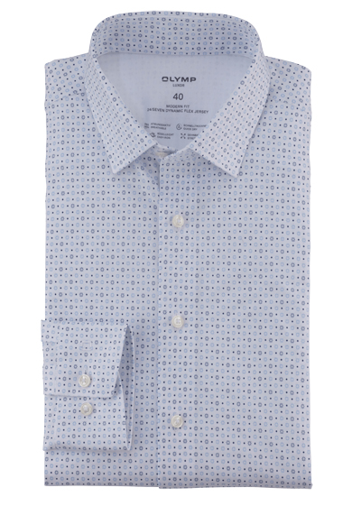 Produktbild für 'OLYMP Luxor modern fit 24/Seven Hemd Langarm New Kent Kragen Muster wei'