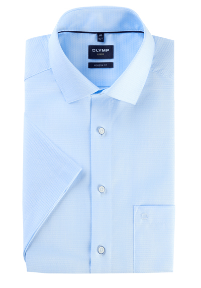 Produktbild für 'OLYMP Luxor modern fit Halbarm New Kent Kragen Struktur hellblau'