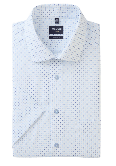 Produktbild für 'OLYMP Luxor modern fit Hemd Halbarm New Kent Kragen Blumenmuster wei'