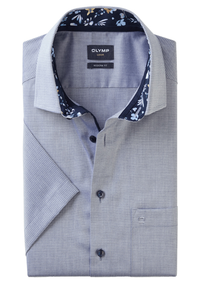 Produktbild für 'OLYMP Luxor modern fit Hemd Halbarm New Kent Kragen Struktur dunkelblau'