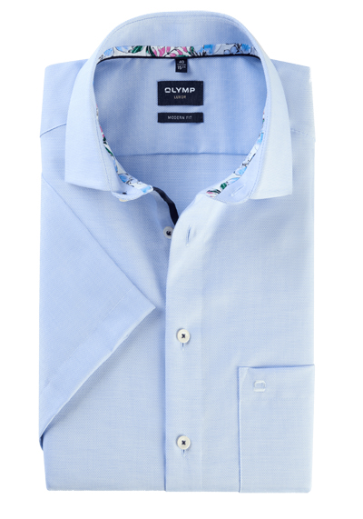 Produktbild für 'OLYMP Luxor modern fit Hemd Halbarm New Kent Kragen Struktur hellblau'