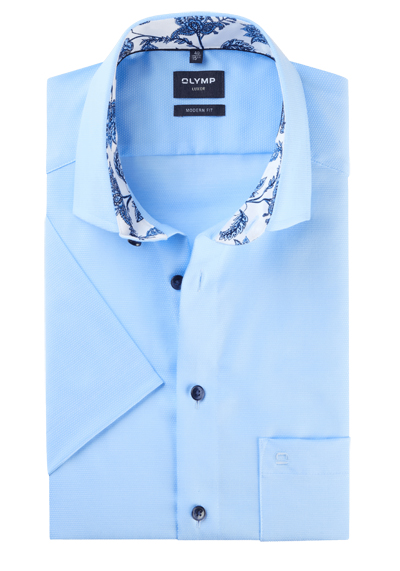 Produktbild für 'OLYMP Luxor modern fit Hemd Halbarm New Kent Kragen Struktur hellblau'