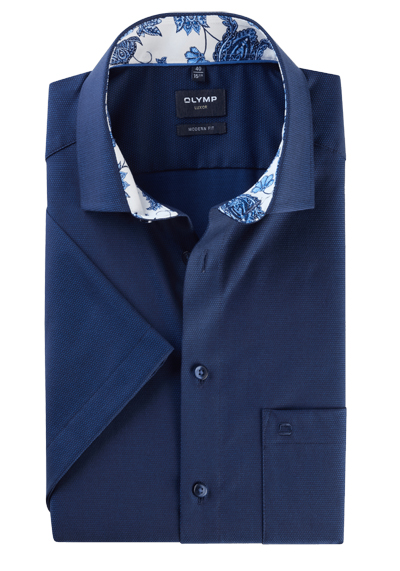 Produktbild für 'OLYMP Luxor modern fit Hemd Halbarm New Kent Kragen Struktur nachtblau'