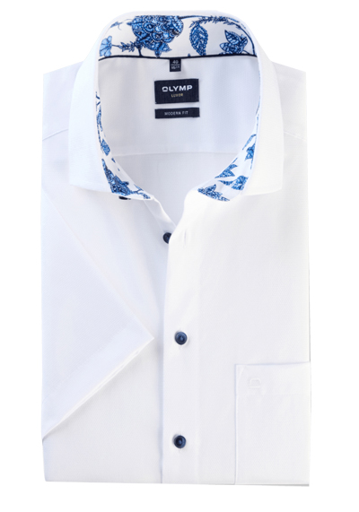 Produktbild für 'OLYMP Luxor modern fit Hemd Halbarm New Kent Kragen Struktur wei'