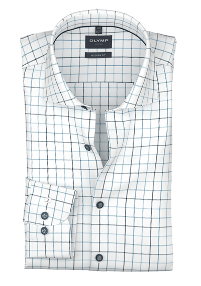Produktbild f&uuml;r 'OLYMP Luxor modern fit Hemd Langarm Haifischkragen Twill Karo blau'