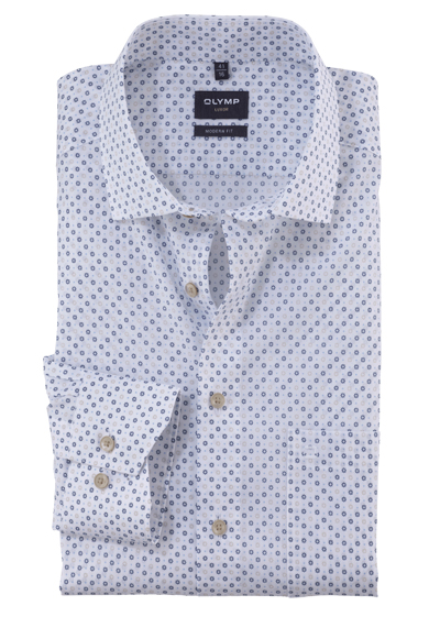 Produktbild für 'OLYMP Luxor modern fit Hemd Langarm  New Kent Kragen Blumenmuster blau'