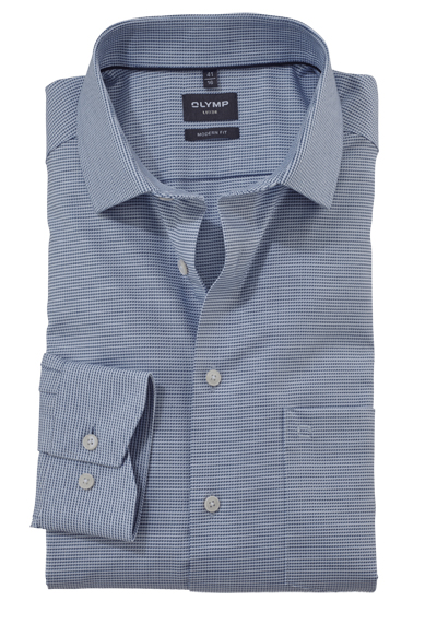 Produktbild für 'OLYMP Luxor modern fit Hemd Langarm New Kent Kragen Faux Muster blau'