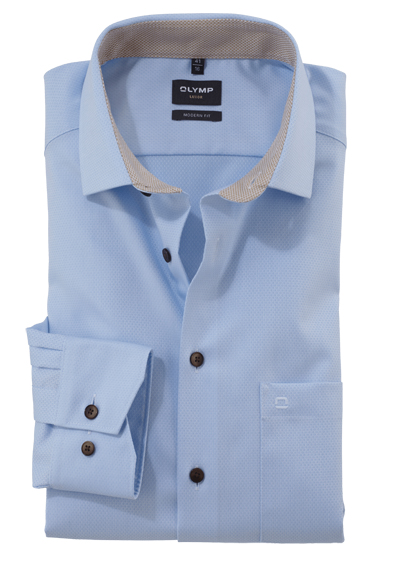 Produktbild für 'OLYMP Luxor modern fit Hemd Langarm New Kent Kragen Faux hellblau'