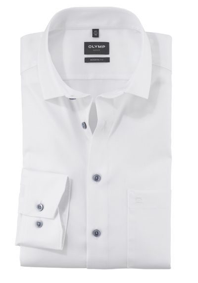Produktbild für 'OLYMP Luxor modern fit Hemd Langarm New Kent Kragen Faux wei'