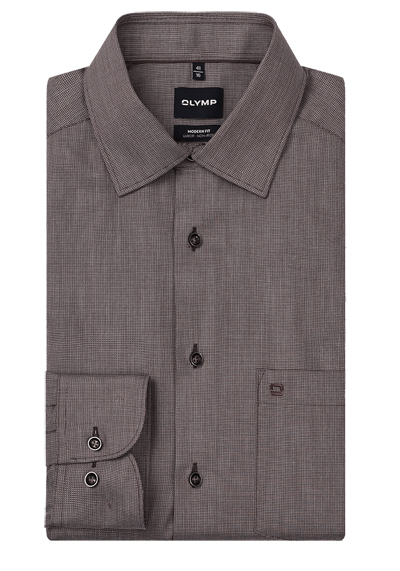 Produktbild f&uuml;r 'OLYMP Luxor modern fit Hemd Langarm New Kent Kragen Muster braun'