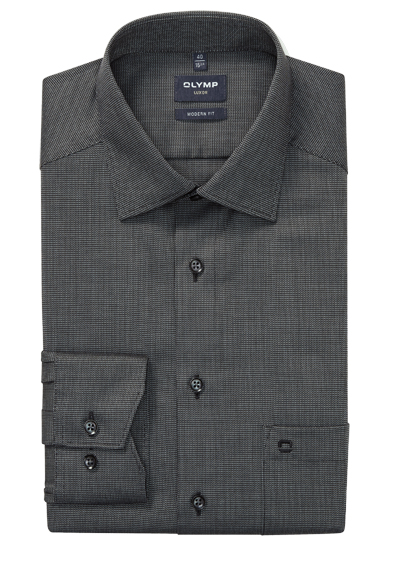 Produktbild f&uuml;r 'OLYMP Luxor modern fit Hemd Langarm New Kent Kragen Muster grau'