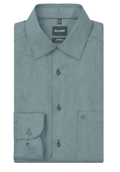 Produktbild f&uuml;r 'OLYMP Luxor modern fit Hemd Langarm New Kent Kragen Muster gr�n'