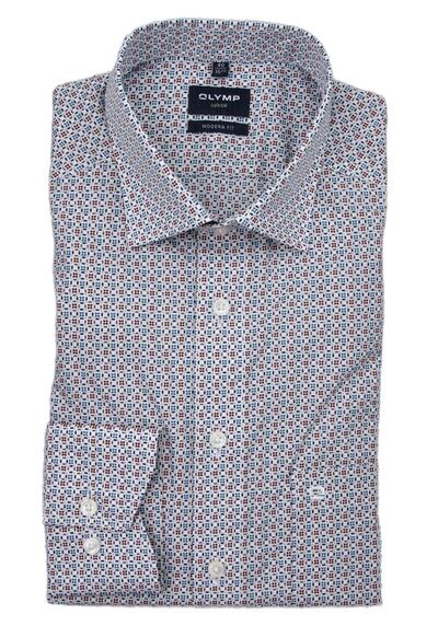Produktbild für 'OLYMP Luxor modern fit Hemd Langarm New Kent Kragen Muster wei'