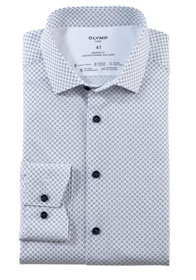 Produktbild für 'OLYMP Luxor modern fit Hemd Langarm New Kent Kragen Muster wei'