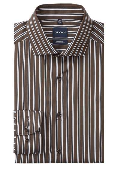 Produktbild f&uuml;r 'OLYMP Luxor modern fit Hemd Langarm New Kent Kragen Satin Streifen braun'