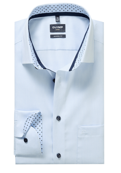 Produktbild f&uuml;r 'OLYMP Luxor modern fit Hemd Langarm New Kent Kragen Streifen hellblau'