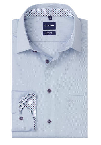Produktbild f&uuml;r 'OLYMP Luxor modern fit Hemd Langarm New Kent Kragen Struktur hellblau'