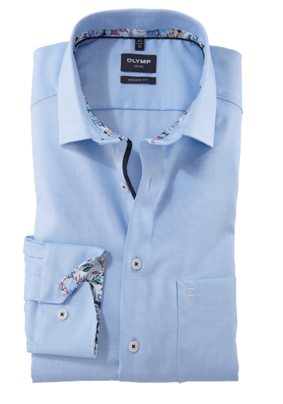 Produktbild für 'OLYMP Luxor modern fit Hemd Langarm New Kent Kragen Struktur hellblau'