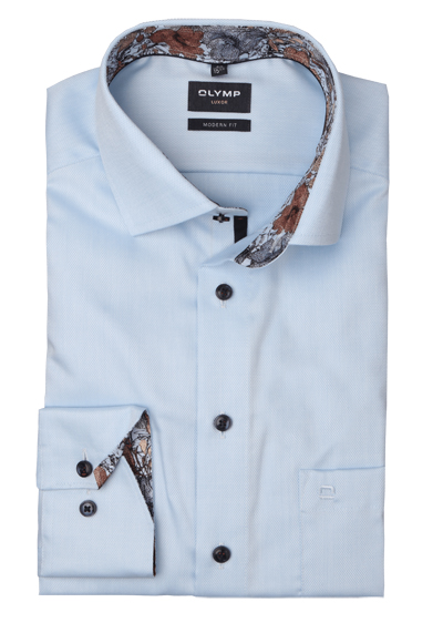 Produktbild für 'OLYMP Luxor modern fit Hemd Langarm New Kent Kragen Struktur hellblau'