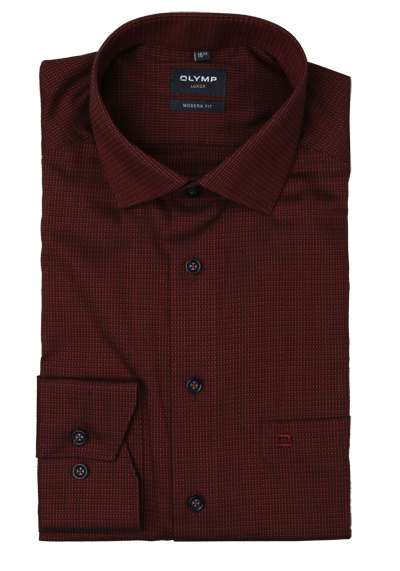 Produktbild für 'OLYMP Luxor modern fit Hemd Langarm New Kent Kragen Struktur rot'
