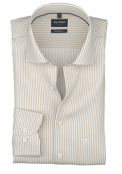 Produktbild f&uuml;r 'OLYMP Luxor modern fit Hemd Langarm New Kent Kragen Twill Streifen beige'
