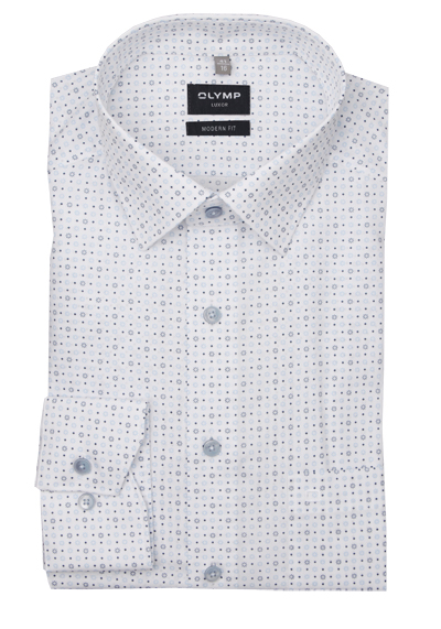 Produktbild für 'OLYMP Luxor modern fit Hemd extra kurzer Arm New Kent Kragen Blumenmuster wei'