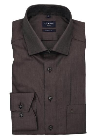 Produktbild für 'OLYMP Luxor modern fit Hemd extra kurzer Arm New Kent Kragen Struktur braun'