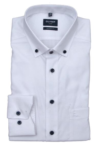 Produktbild für 'OLYMP Luxor modern fit Hemd extra kuzer Arm Button Down Kragen Oxford wei'